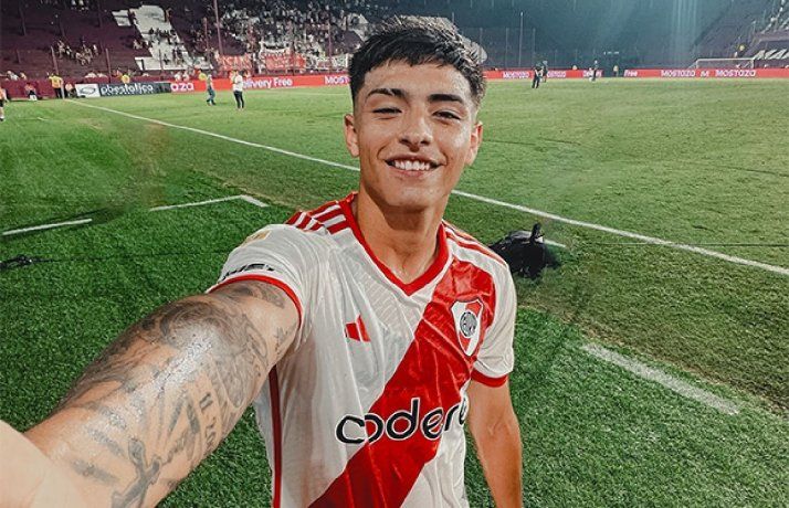 Agustín Ruberto, after scoring his first goal in River. Agustín Ruberto, after scoring his first goal in River.