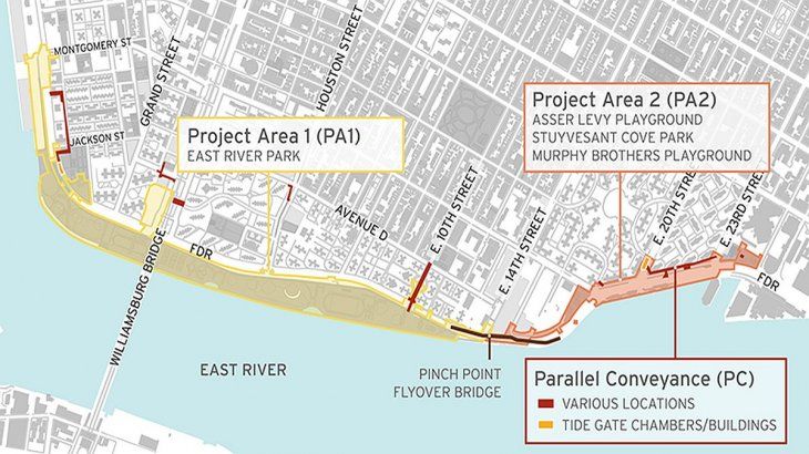 El proyecto incluye la elevación del Parque del East River.