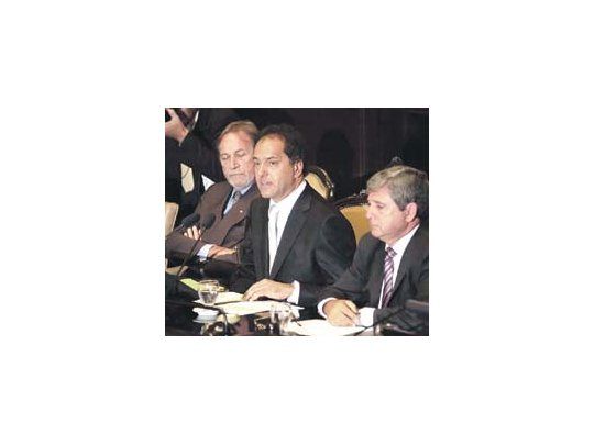 Scioli junto al vicegobernador Balestrini y Horacio González.