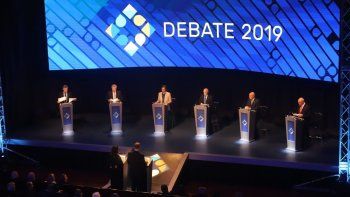 Segundo debate obligatorio de candidatos en la Facultad de Derecho de la Universidad de Buenos Aires (UBA), entre Mauricio Macri, Alberto Fernández, Roberto Lavagna, Nicolás del Caño, Juan José Gómez Centurión y José Luis Espert.
