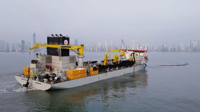 Draga. El buque Galileo Galilei se ocupa de la concreción del proyecto.&nbsp;