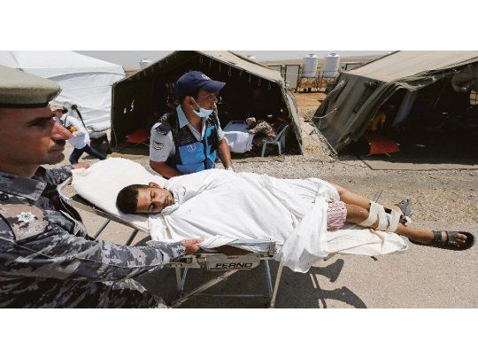 EMERGENCIA. Jordania instaló hospitales de campaña en la frontera para atender a los heridos que llegan desde Deraa. Israel también desplegó asistencia en los Altos del Golán ocupados.