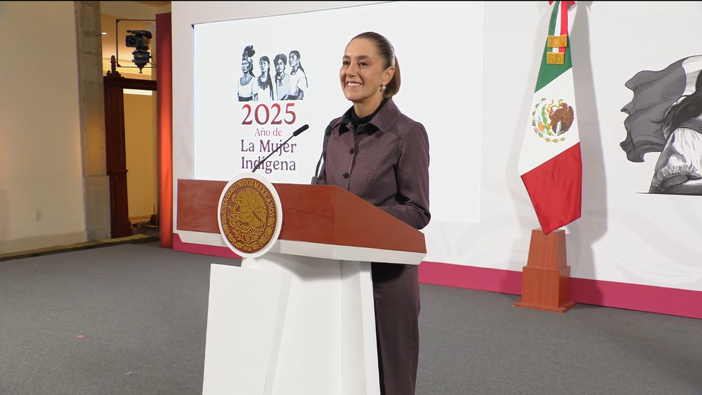 Claudia Sheinbaum en la Mañanera del Pueblo de este martes.
