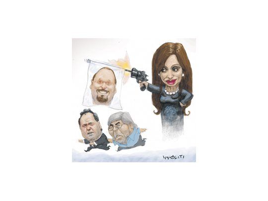 Cristina de Kirchner, Martín Sabbatella, Daniel Scioli y Hugo Moyano.