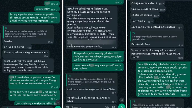 The chats between the Vélez goalkeeper and the complainant.  (Photo: TN)