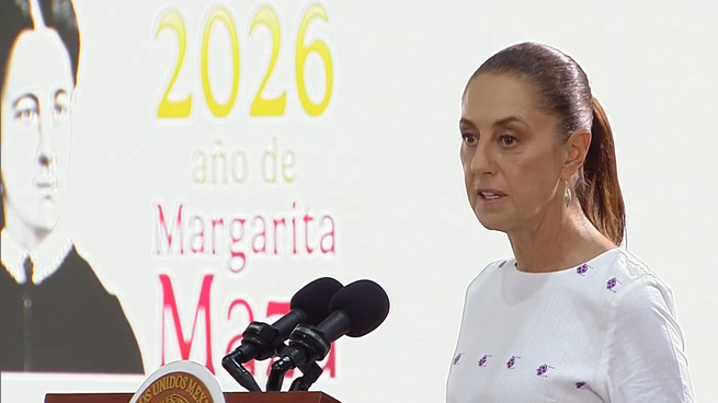 Claudia Sheinbaum en la Mañanera desde Veracruz.