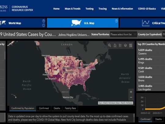 Con 105.665 confirmados, Los Ángeles es el estado con más casos hasta el momento.