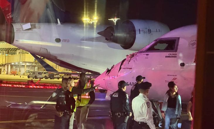 The airline reported that a flight assistant suffered a minor injury and that none of the passengers of any of the flights was injured.