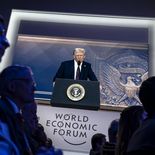 El presidente Donald Trump en su participación en Davos en 2025. El presidente Donald Trump en su participación en Davos en 2025.