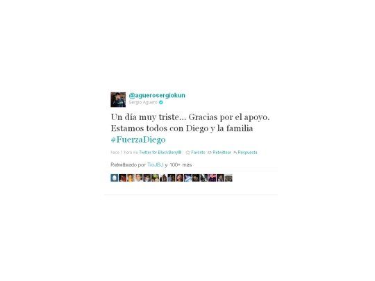 Este es el mensaje de Agüero en Twitter.