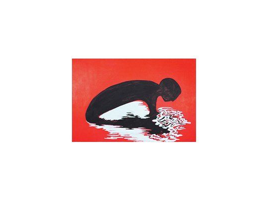 Una de las obras de «Dibujos-Pintura 2011», la muestra de Rómulo Macció que se exhibe en el Centro Cultural Borges.