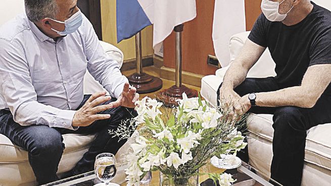 ambiental. Gerardo Morales y Horacio Rodríguez Larreta, ayer en la Casa de Jujuy.