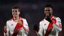 Miguel Borja celebrates his second goal against Libertad with Nicolás Fonseca. Miguel Borja celebrates his second goal against Libertad with Nicolás Fonseca.