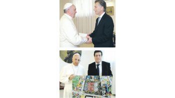 Mauricio Macri mantuvo ayer una entrevista de media hora con el papa Francisco, que horas antes recibió a Gabriel Mariotto, quien, entre otros presentes, llevó una carta de Cristina de Kirchner y un cuadro de la Villa 21 de la Ciudad de Buenos Aires.