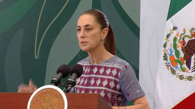 Claudia Sheinbaum en una Mañanera del Pueblo dedicada al Día del Trabajo.