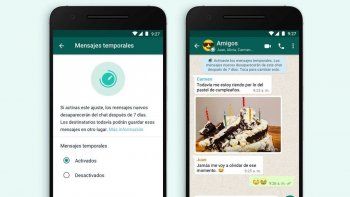 Así se ven los chats con mensajes temporales activados.