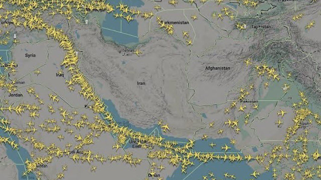 No circulan aviones por el espacio aéreo iraní.