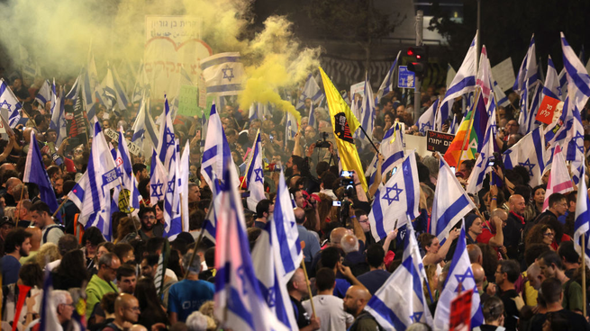 Manifestaciones en Israel en contra de Netanyahu.&nbsp;