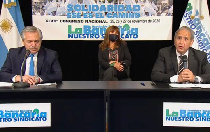 El presidente Alberto Fernández participa de la apertura del congreso anual de la Asociación Bancaria.