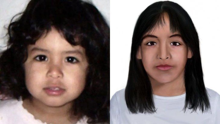 Sofía Herrera al momento de desaparecer y tal como sería hoy