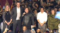El Presidente se rodeó de dirigentes de su confianza en el escenario cordobés.