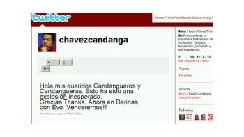 Hugo Chávez ya superó los 100.000 seguidores en Twitter.