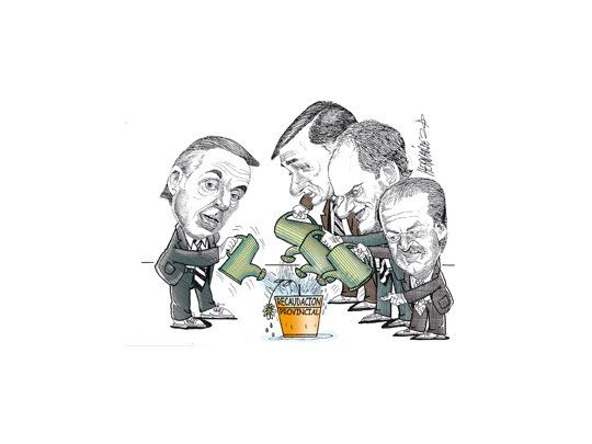 Gobernadores Jorge Sapag (Neuquén), Hermes Binner (Santa Fe), Daniel Scioli (Buenos Aires) y Juan Schiaretti (Córdoba).