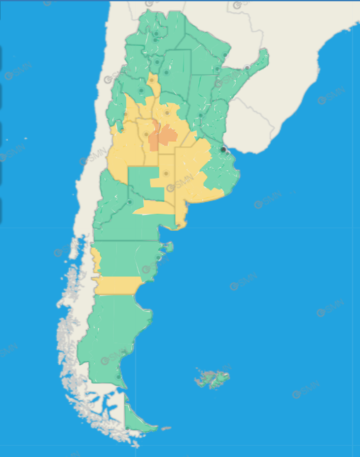 Servicio Meteorológico Nacional (SMN), lunes 2 de marzo 12:57 Servicio Meteorológico Nacional (SMN), lunes 2 de marzo 12:57