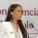 Majo Aguilar en la Mañanera de Claudia Sheinbaum. Majo Aguilar en la Mañanera de Claudia Sheinbaum.