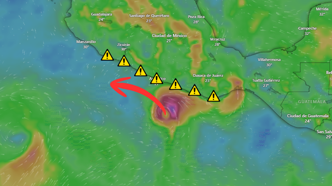 Alerta en la costa oeste de México por el ciclón tropical Mario.