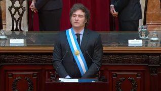 Javier Milei, durante la presentación del Presupuesto en el Congreso.