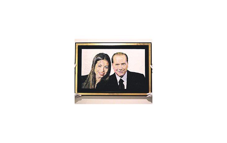 La obra «Silvio & Ruby» (Silvio Berlusconi y la joven marroquí Karima El Mahroug), del artista israelí Dodi Reifenberg que la casa Edward Cutler de Milán subastará en mayo.