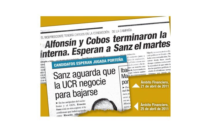 ámbito.com | La renuncia de Ernesto Sanz a pelearle a Ricardo Alfonsín la precandidatura presidencial por el radicalismo era un hecho desde hace una semana. Este diario lo reflejó como inminente recordando, además, que el mendocino la demoró para presionar un acuerdo