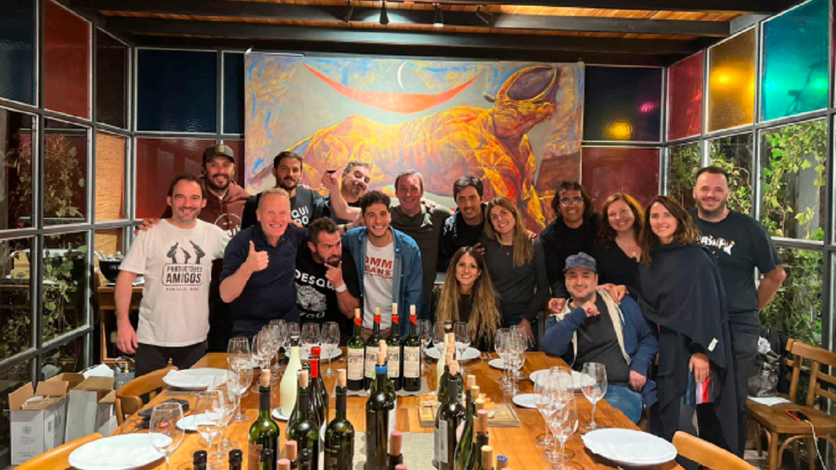 Producer friends, at a wine fair in Malbequería