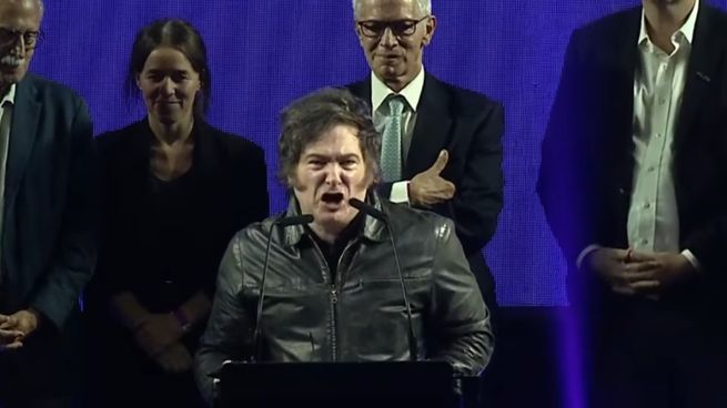 Javier Milei en el cierre de campaña de Manuel Adorni. 