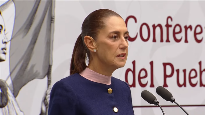Claudia Sheinbaum en la Mañanera del Pueblo.