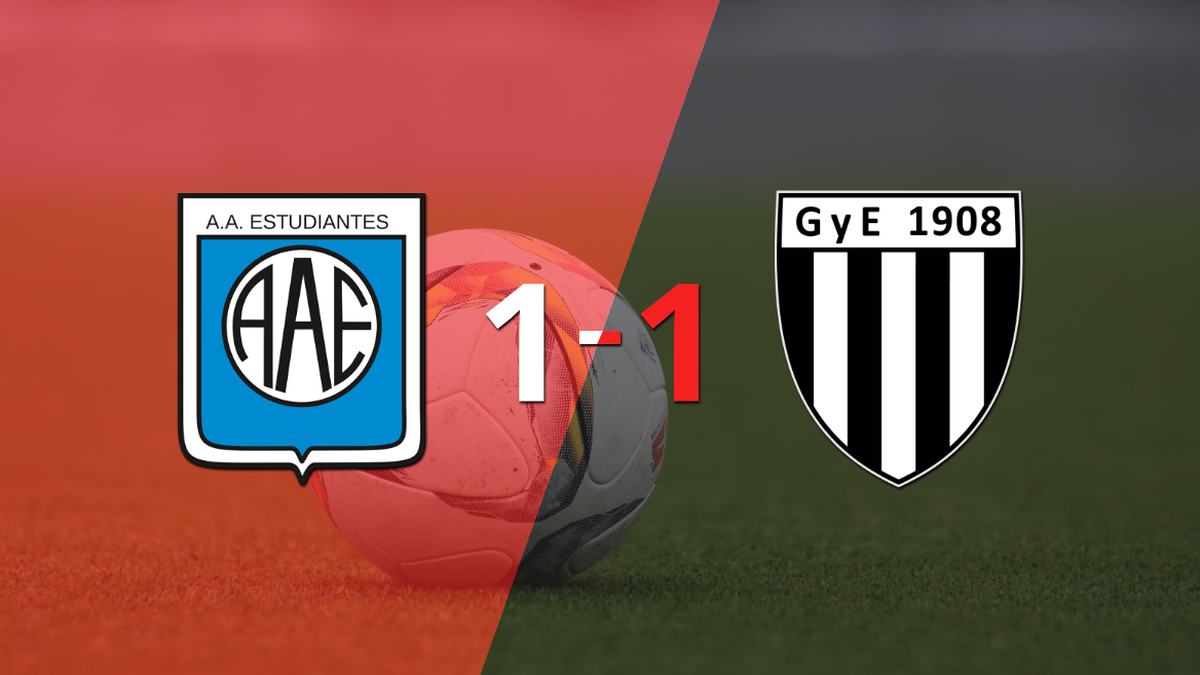 Estudiantes (RC) and Gimnasia (Mendoza) matched 1 to 1