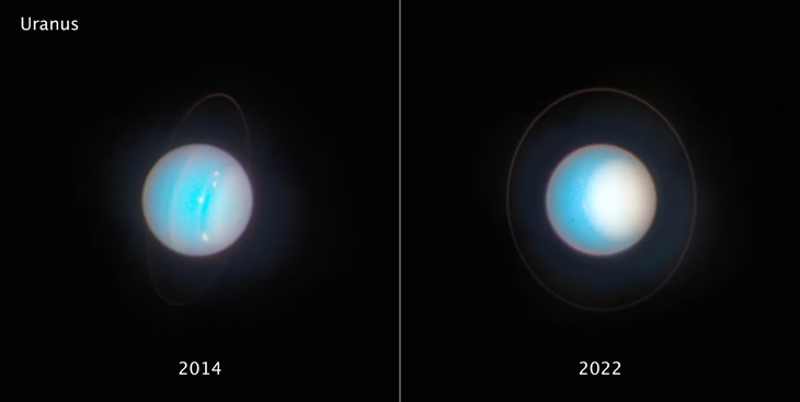Differences in the atmosphere of Uranus