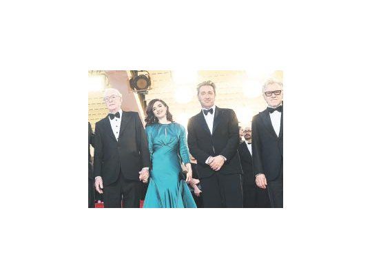 Michael Caine, Rachel Weisz. el realizador Paolo Sorrentino y Harvey Keitel en la presentación de “Youth” en el Festival de Cannes.