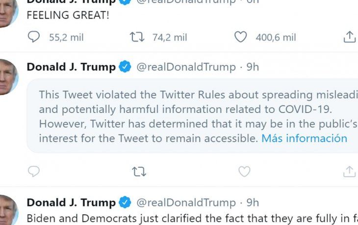 Facebook y Twitter penalizaron mensajes de Trump por minimizar riesgo del Covid-19