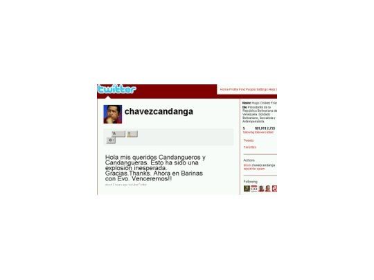 Hugo Chávez ya superó los 100.000 seguidores en Twitter.