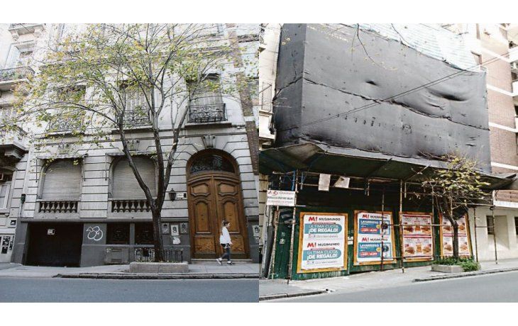 FACHADA. El frente del inmueble se podía ver hasta el 2015, cuando fue tapiado para ser demolido, algo que nunca ocurrió porque la justicia lo impidió al tratarse de un edificio con patrimonio histórico para la Ciudad.