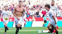 Gol de salvación. Erik Lamela le dio el triunfo a Sevilla ante Almería en un cruce directo por la permanencia en la Liga de España.