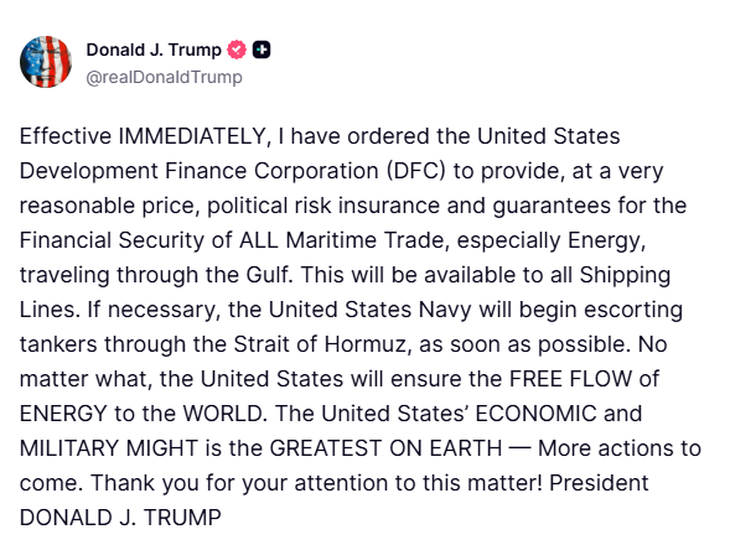 El comunicado de Trump en la red social. El comunicado de Trump en la red social.