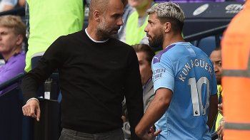 Pep Guardiola y Sergio Agüero.