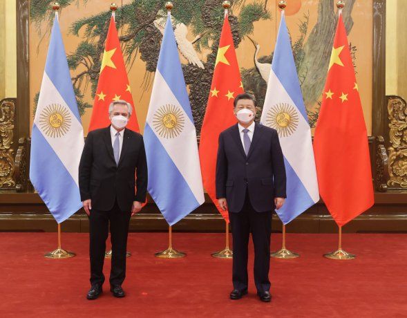 Alberto Fernández y el presidente de China, Xi Jinping.