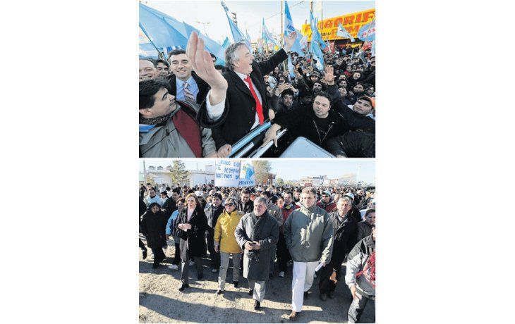 ámbito.com | Néstor Kirchner, ayer durante su recorrida por José C. Paz junto al intendente Mario Ishii. El cierre final será mañana en el Mercado Central, en La Matanza.(arriba) El gobernador chubutense Mario Das Neves, ayer, durante una caminata en Puerto Madryn. Ma