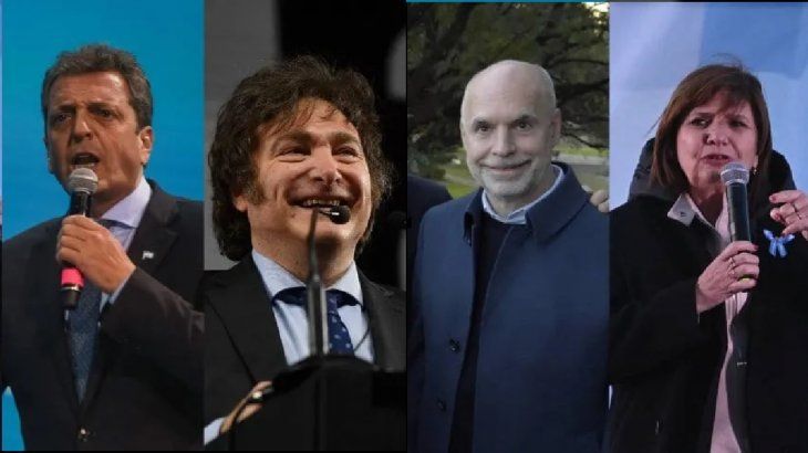 Massa, Milei, Larreta y Bullrich