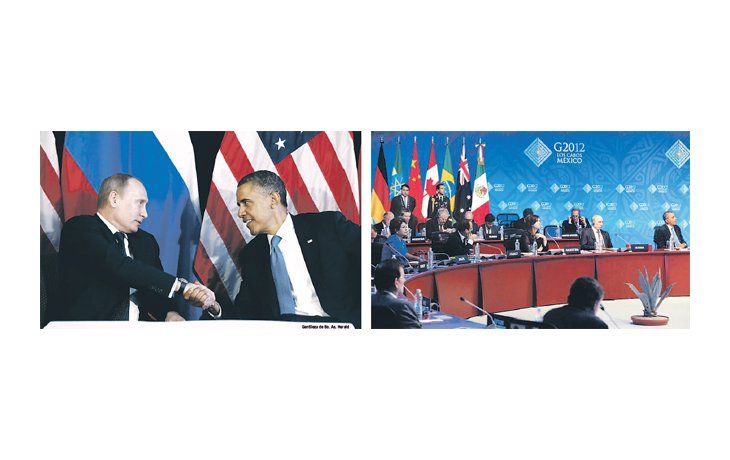 Los presidentes de Rusia, Vladimir Putin, y de EE.UU., Barack Obama, se saludaron ayer para la foto en el inicio de las deliberaciones del G-20. Ambos compartieron luego la ubicación en cercanía de Cristina de Kirchner y Dilma Rousseff.