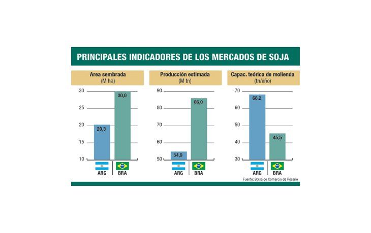 Mundial de soja: empate técnico Argentina-Brasil